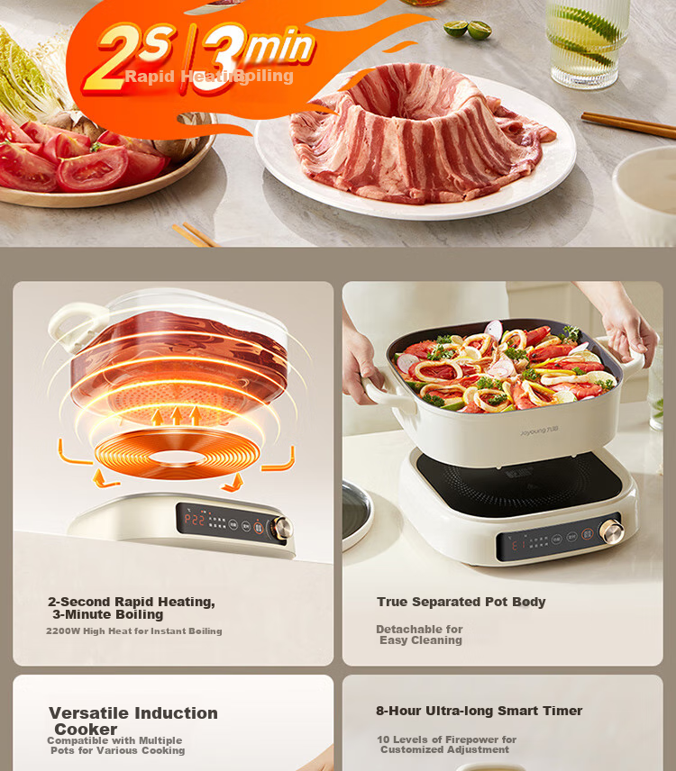 Joyoung Household Multi-Functional Pot, 6L Large Capacity, Detachable Electric Hot Pot, 10 Heat Settings, Non-Stick Inner Pot, Electric Cooking Pot HG60-G850 5