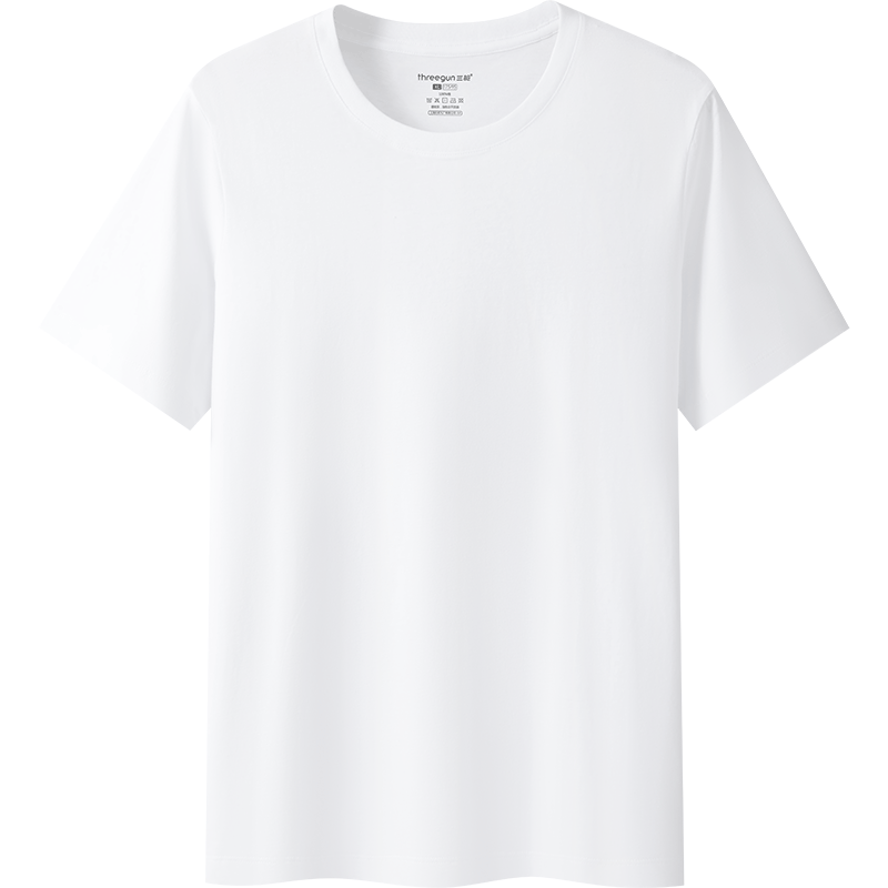 THREEGUN [Pure Cotton Breathable] Men's T-Shirt, Round Neck Short Sleeve Top, Versatile Casual Men's Outer Wear Undershirt