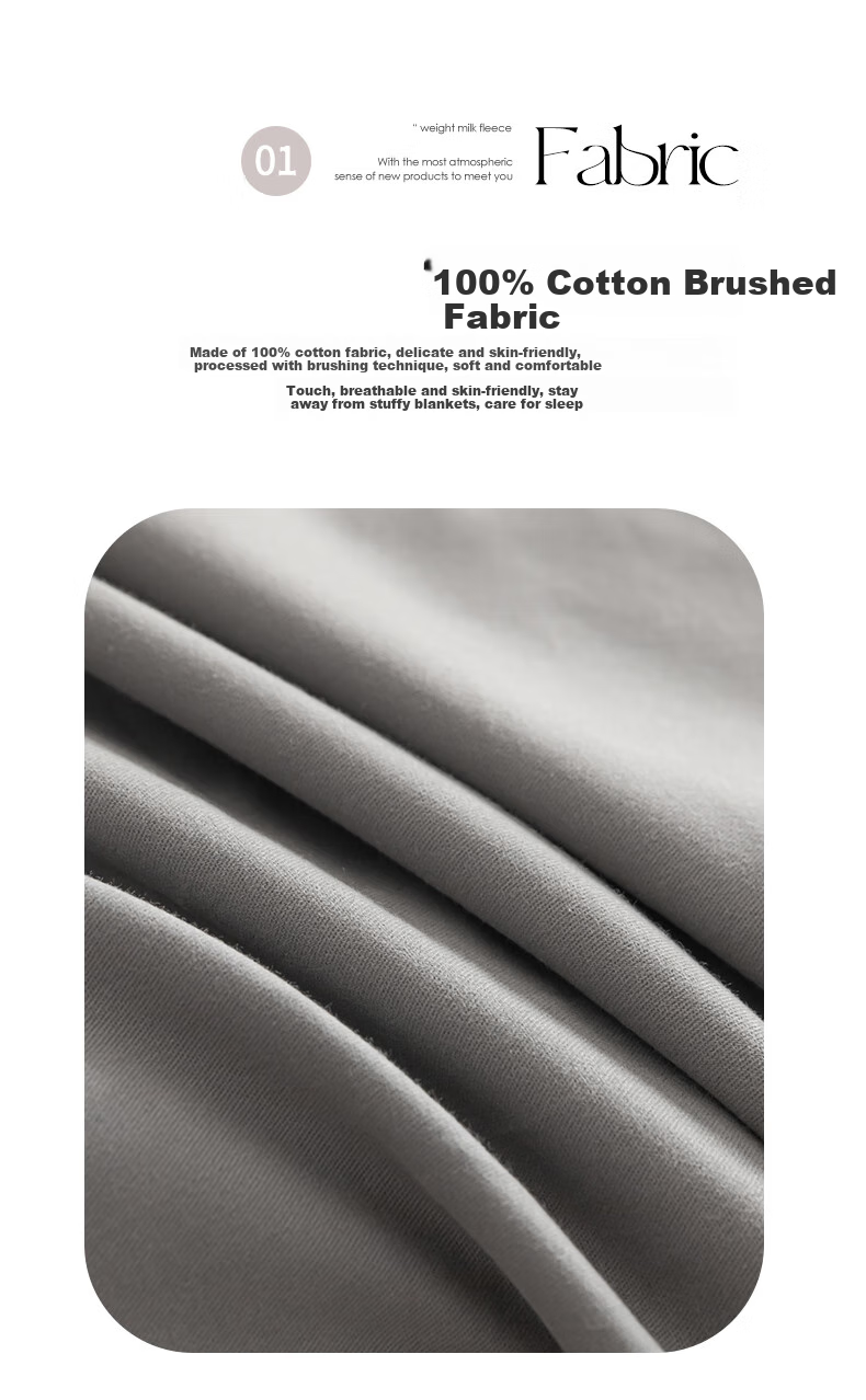 La Torretta Antibacterial Class A Pure Cotton Brushed Duvet Cover, Single Piece, 100% Cotton Single Bedding Cover 150x200cm, Gray Soft Coffee 4
