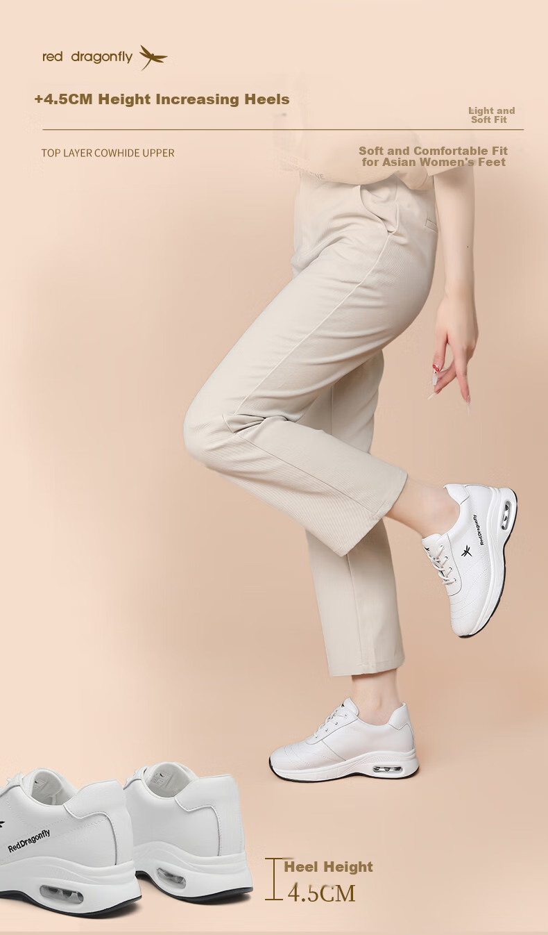 RED DRAGONFLY Women's Versatile Shoes, Air Cushion Heightening Casual Shoes for Women, Soft-Soled Sneakers WXB342472 White Size 38 4