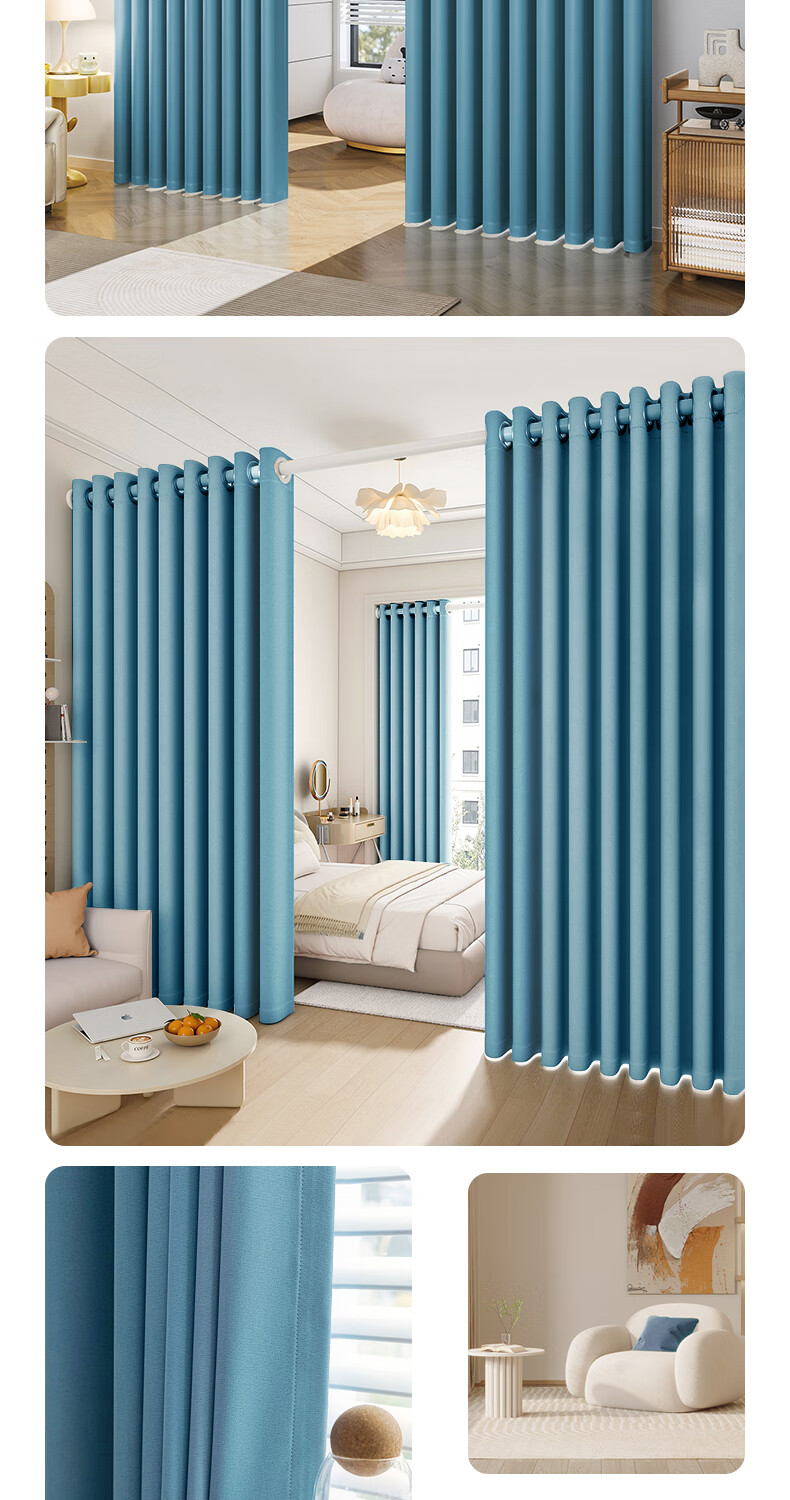 Ali Curtain No-Drill Door Curtain Partition Curtain Rod Complete Set Bedroom Premium Sunshade Curtain 10