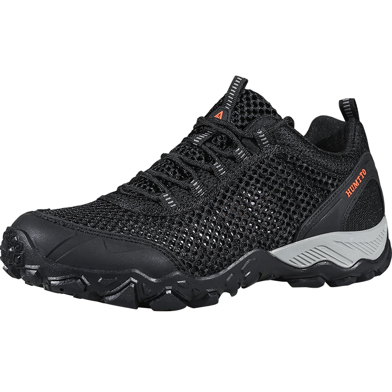 HUMTTO Mesh Hiking Shoes, Non-Slip And Wear-Resistant Men's Outdoor Climbing Shoes, Breathable Casual Men's Shoes, Black, Size 40