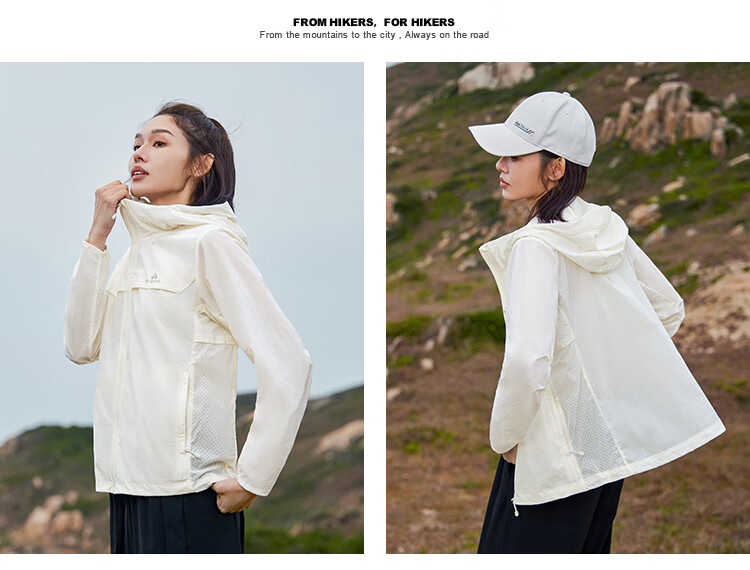 Pioneer Camp Zhuque Sun Protection Jacket for Women, Summer Outdoor Breathable UV-Resistant Hooded Original Yarn Sun Protection Clothing, Lightweight Outer Coat 3