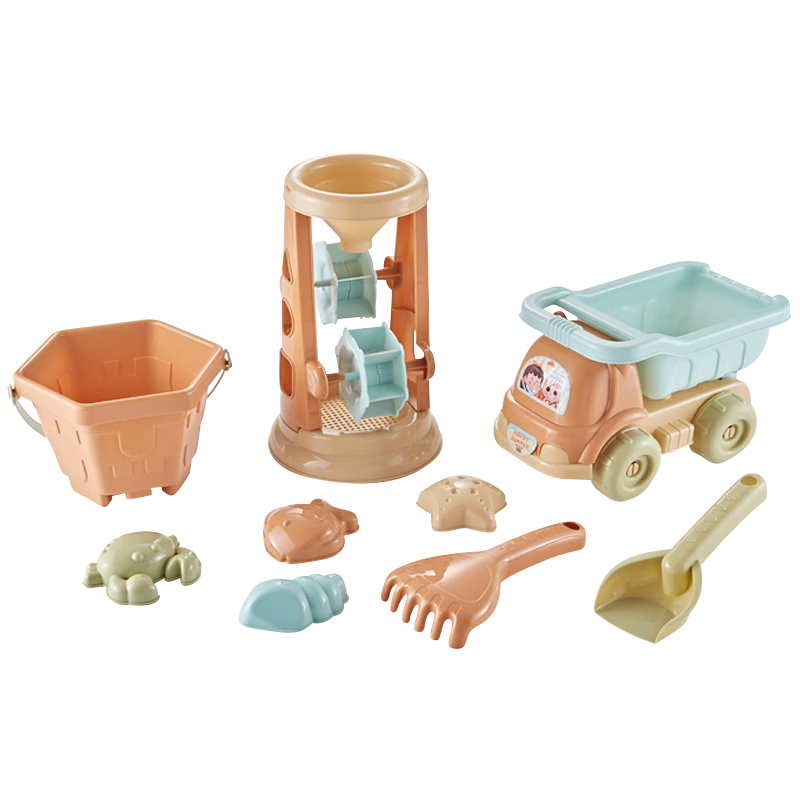 Dimoarch Children's Beach Toys Sand Shovel Set of 9, Baby Sand Play And Water Toys, Beach Car Birthday Gift