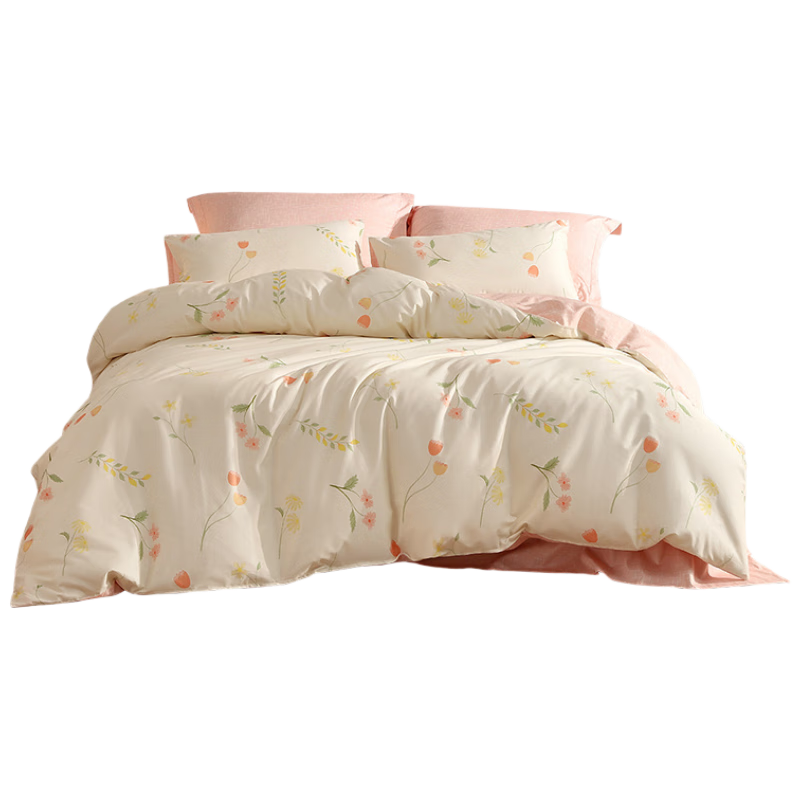 LOVO Luolai Home Textiles Pure Cotton Four-Piece Bedding Set with Duvet Cover And Bed Sheet for Double Bed, 200*230cm