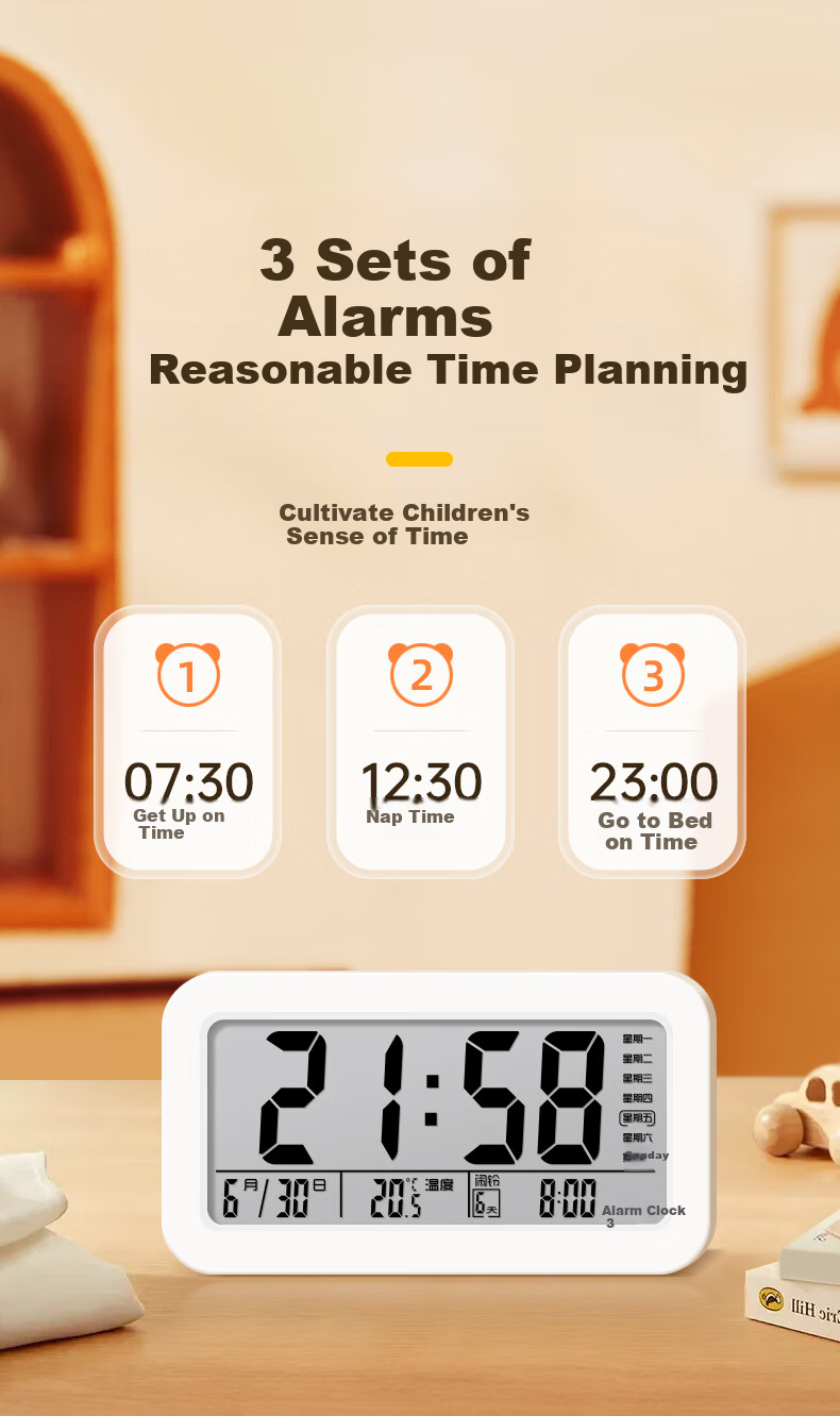 Mashi Alarm Clock for Students And Children, Bedroom Bedside Clock, Specialized Wake-Up Device, 2026 New Smart Electronic Desktop Clock, Back-To Essential, Black Back-To Gift 4
