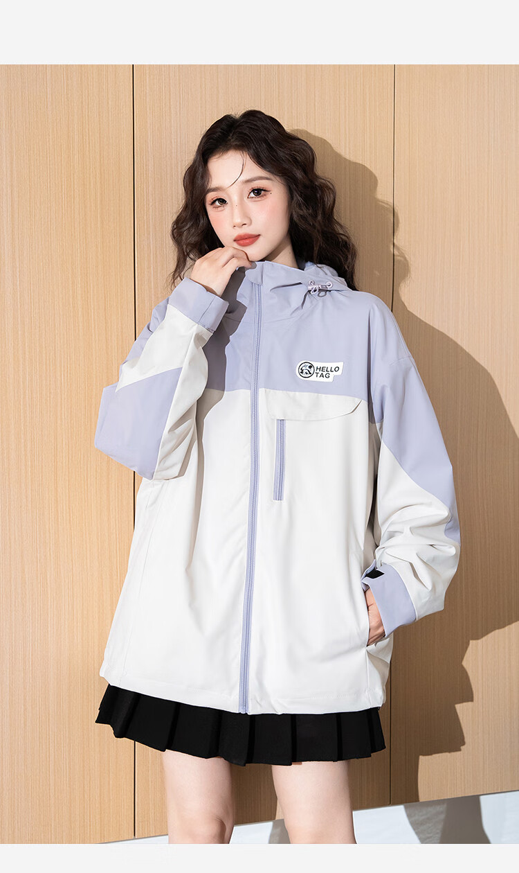 TonLion 2026 Spring Autumn New Hooded Patchwork Workwear Jacket Women Loose Casual Sports Style Top 8