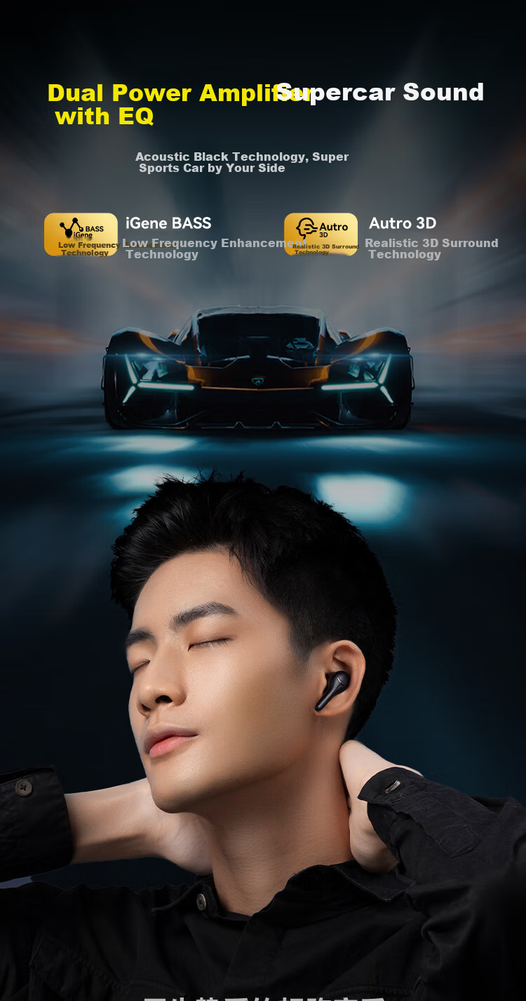 IGene [4 Microphone Gaming Enhanced Version] Bluetooth In-Ear Wireless Headset for Esports, Zero Delay, Noise Reduction, High-Quality Sound, Long Battery Life, Compatible with Apple, Huawei, Xiaomi 9