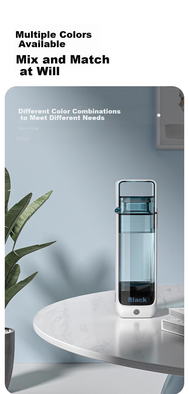 YIMI Hydrogen Water Machine Cup, High Concentration Electrolyzed Hydrogen Health Water Cup, Hydrogen-Oxygen Separation Hydrogen Generator, USB Rechargeable Portable 2