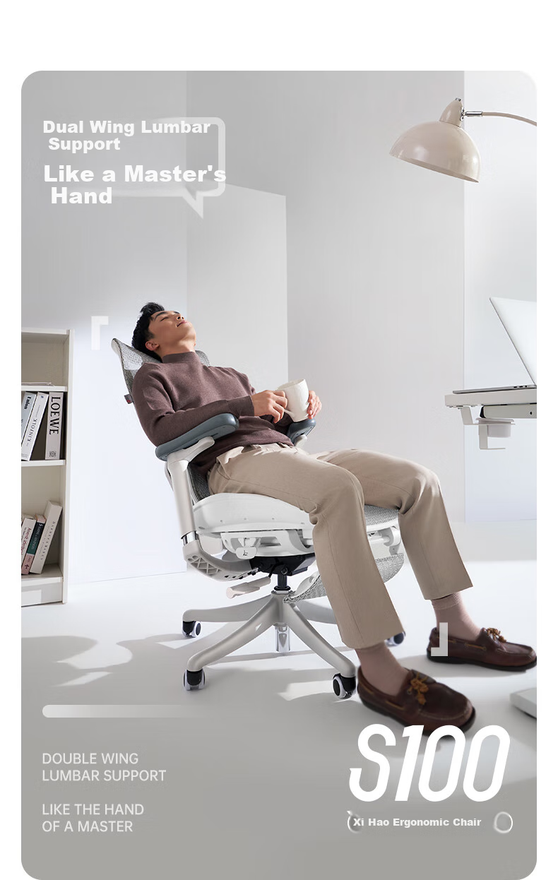 SIHOO S100 Ergonomic Chair, Computer Chair, Lumbar Support Office Chair, Ergonomic Seat, Gaming Chair with Integrated Headrest 4