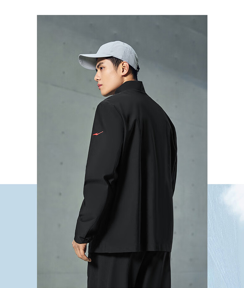 Erke Men's Spring Jacket Cycling Coat Stand Collar Slim Fit High Elastic Running Windbreaker Dark Color Men's Top 3