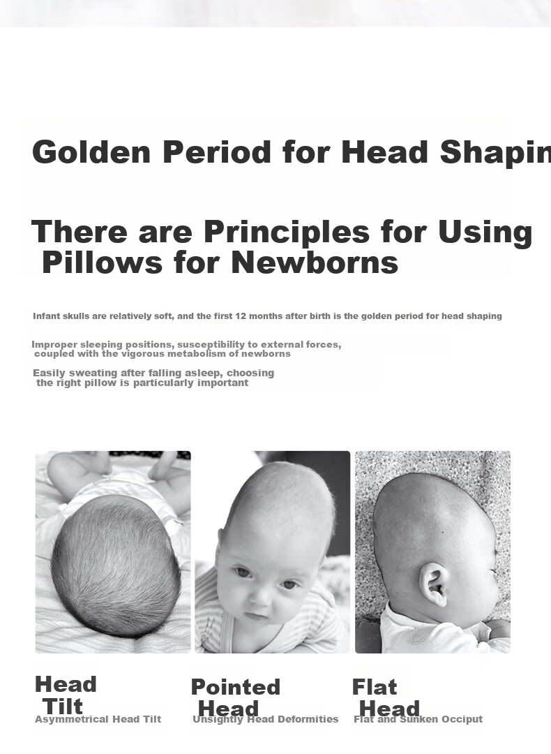 Qicaiboshi Baby Shaping Pillow for Newborns, Xiaomi Correction for Flat Head, Autumn And Winter Style, for Babies Aged 0-1 Years Old, Pure Cotton Children's Pillow 1