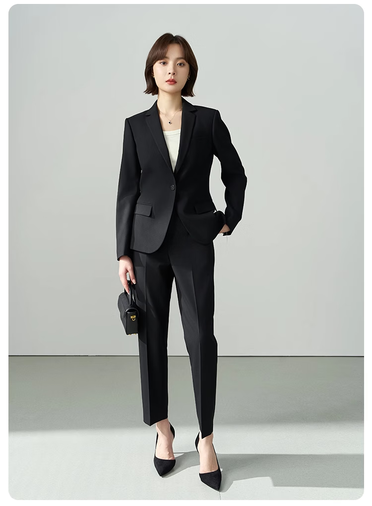 Miss Bird Lucky Series Black Professional Suit Set Women's Civil Service Interview Formal Commuter Elegant Blazer Set 9