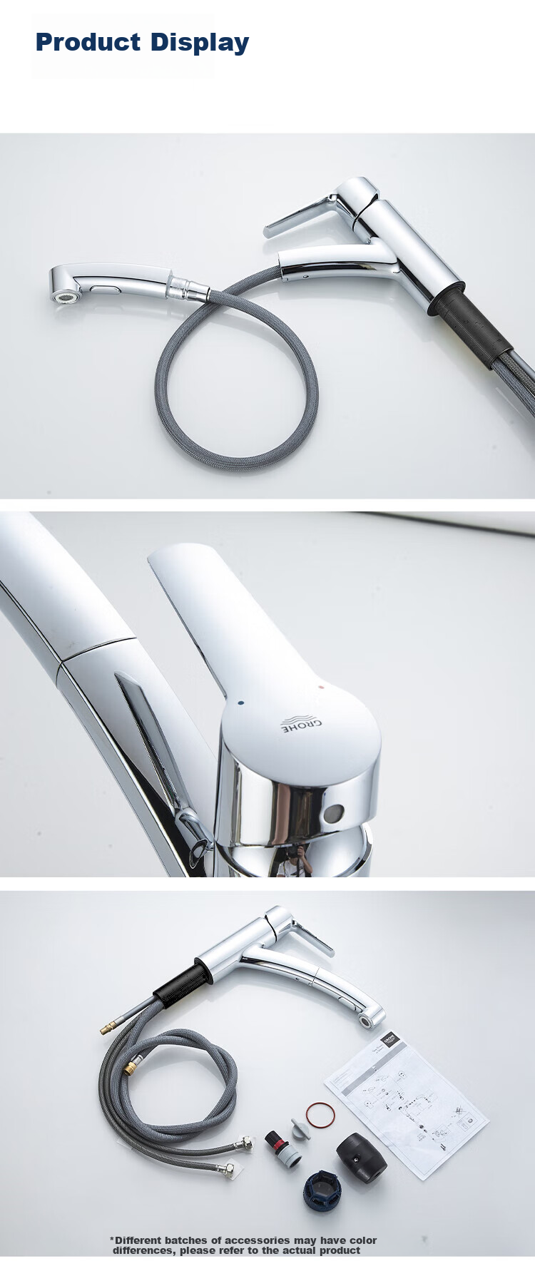 GROHE Kitchen Bathroom Balcony Pull-Out Faucet, Rotatable Swivel, Original Imported 3030710C 12