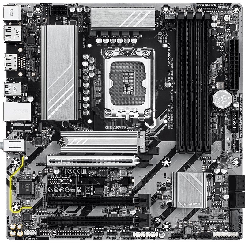 GIGABYTE Ultra Durable B860M DS3H DDR5 Motherboard Compatible with CPU Ultra U7-265K U5-245K LGA 1851