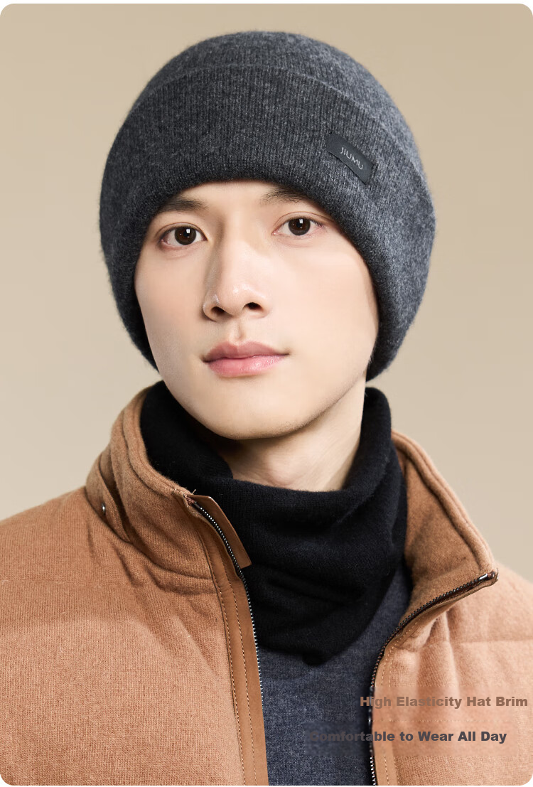 JIUMU Cashmere Warm Knit Hat, Autumn And Winter Woolen Knitted Hat, Cold Hat, Winter Hat, Outdoor Ear Protection Cold-Proof Hat for Men in Winter Seaso 3