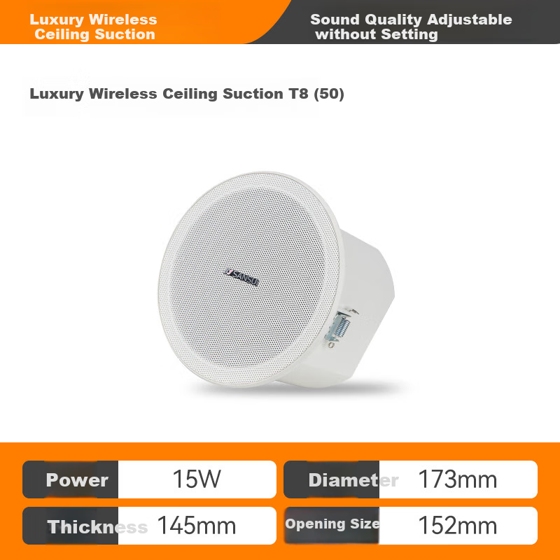 SANSUI SANSUI T8 Bluetooth Ceiling Speaker Set, Recessed Integrated Combination Engineering Suspended Ceiling Music Public Speaker System, Wireless Bluetooth Ceiling Speaker, Full-Range 5-Inch Audio