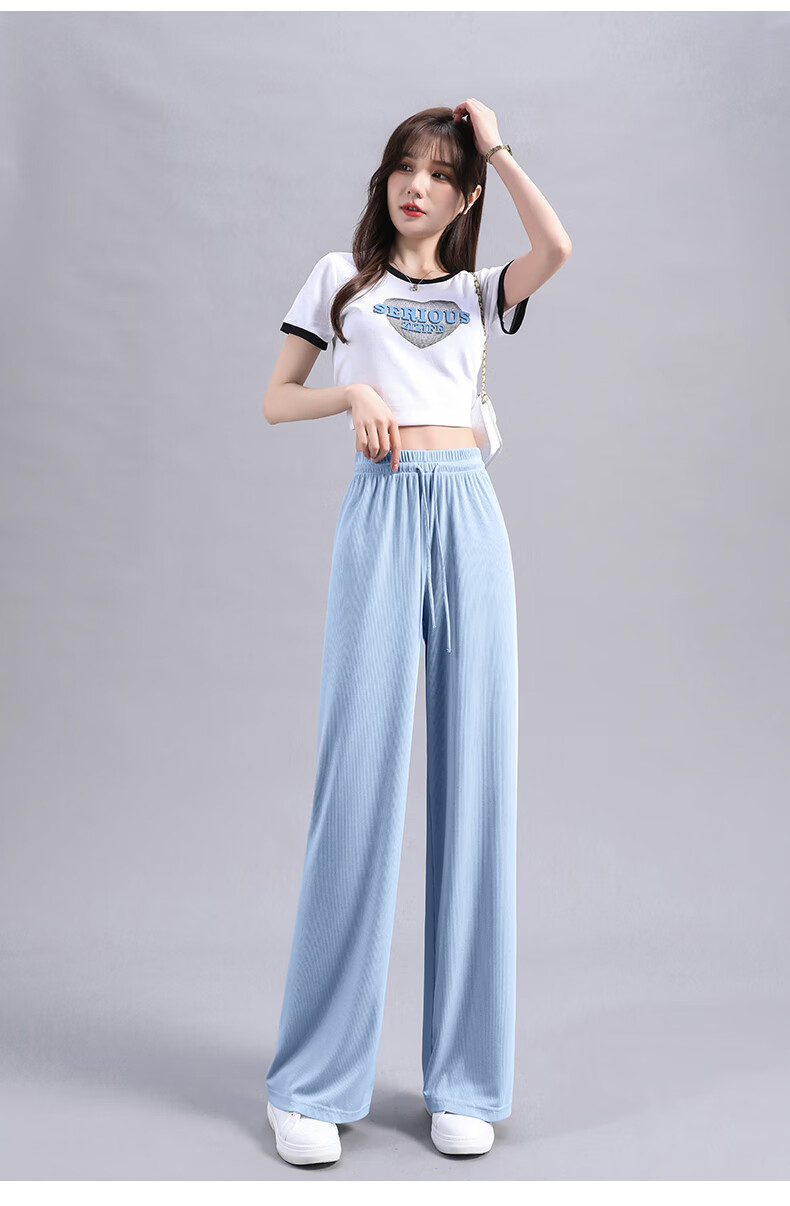 MJ STYLE Women's Ice Cool Wide-Leg Pants 2026 Summer Loose Casual Breathable High-Waist Slimming Trousers 14