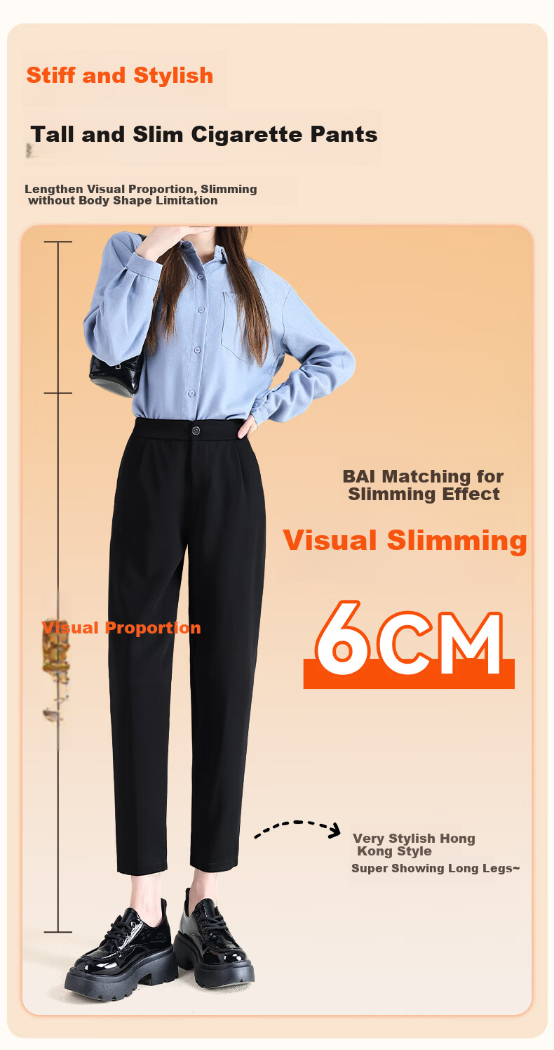 FitonTon Women's Dress Pants, Autumn And Winter Fleece-Lined Trousers, High-Waisted Loose Straight-Leg Cigarette Pants, Thickened Warm Draping Casual Pants for Wome 6