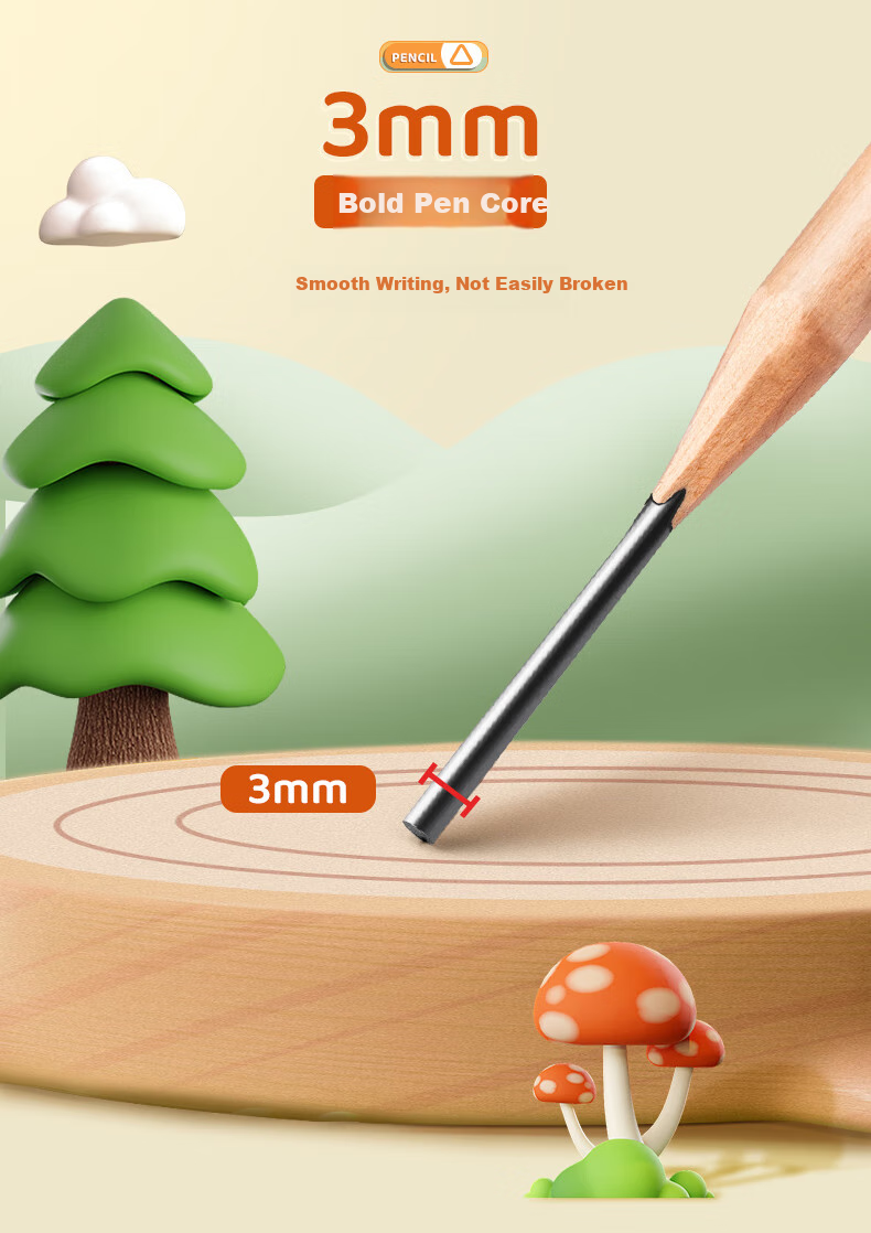 SUNWOOD Forest Series Beginner Kindergarten Children Elementary School Students 2B Triangle Ruler Thick Short Handle 6-Pack SL587 10