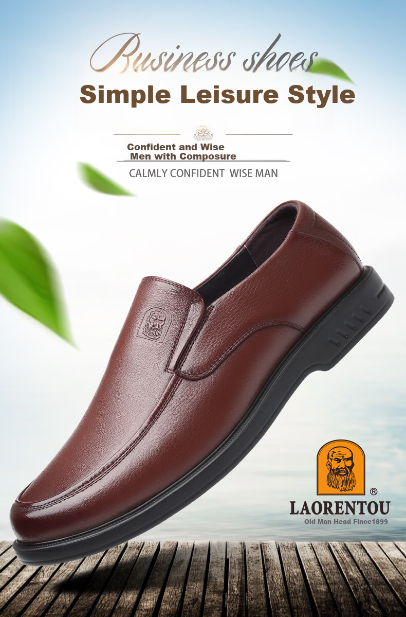 LAORENTOU Men's Leather Shoes, Business Comfortable Slip-On Shoes, Soft-Soled Driving Shoes, Lightweight Dad Soft Leather Shoes, A90194, Black, Size 41 1