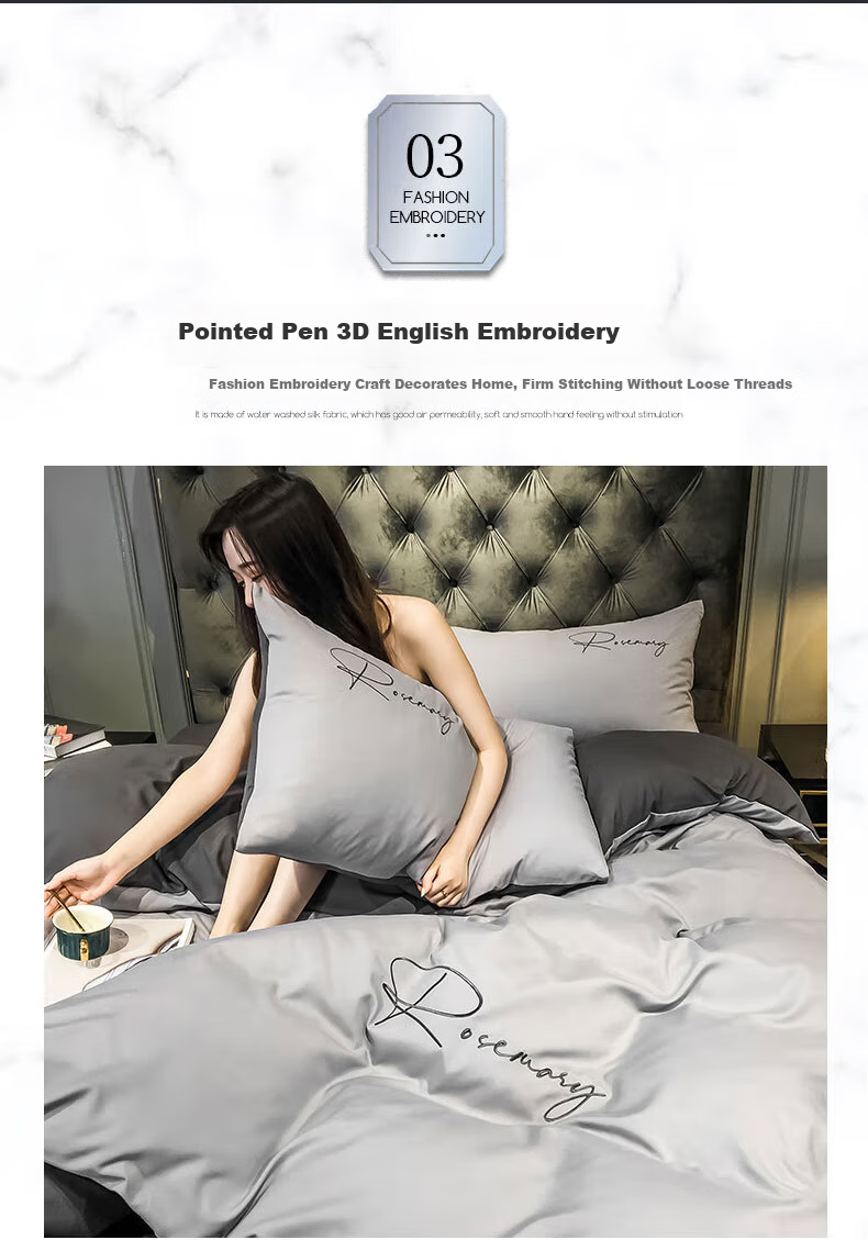Grace 7A Antibacterial Brushed Bedding Set, Three-Piece Single Dormitory Bed Sheet And Duvet Cover, 1.5*2 Meters, for 1.2m Bed, Plain Blue 5