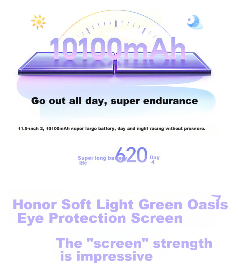 HONOR Tablet V9 [Subsidy], 11.5-Inch Tablet, Ultra-Thin, 10100mAh Large Battery, 2.8K Eye-Protection Screen, 8GB+128GB, Luyan Purple 5