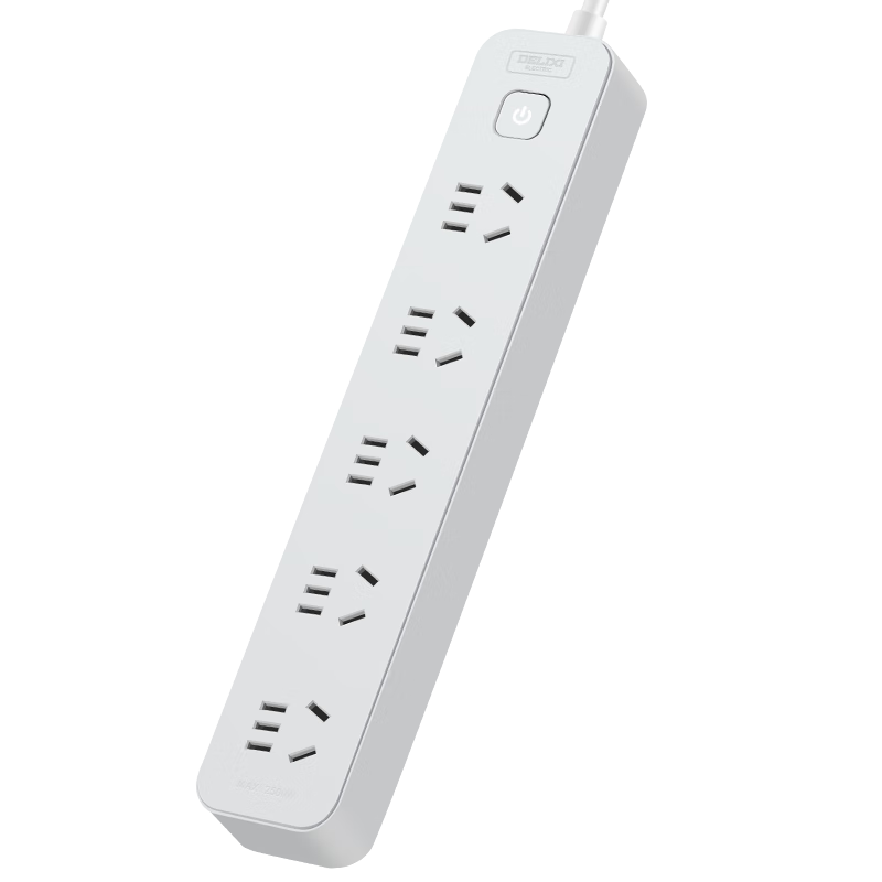 DELIXI National Standard Power Strip/surge Protector/power Bar/power Strip/extension Cord/power Board/terminal Block, 5 Outlets with Master Switch, 3 Meters, Moonlight Gray