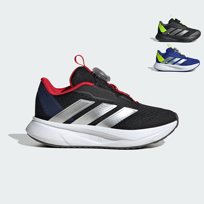 Adidas Children's Shoes, Spring 2025 Boys And Girls BOA Style DURAMO Kids Shock-Absorbing Running Sneakers IH3603 Black/Red