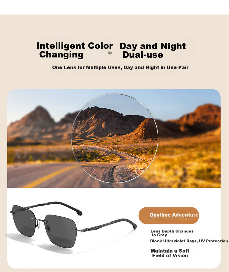 CAPONI Carbon Fiber Photochromic Sunglasses for Men, Polarized Sunglasses for Day And Night Use, Driving-Specific Glasses, UV Protectio 9