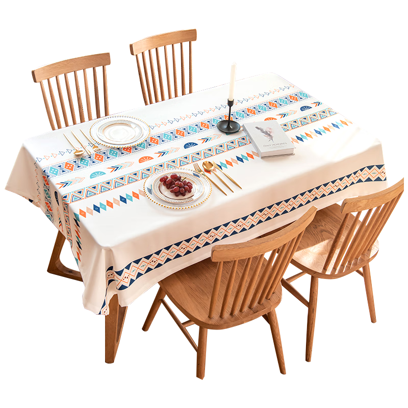 CHERISHES LIFE Waterproof Non-Wash TPU Tablecloth, Thick Rectangular Table Cover for Home Use, Bohemian Style, 137*180cm