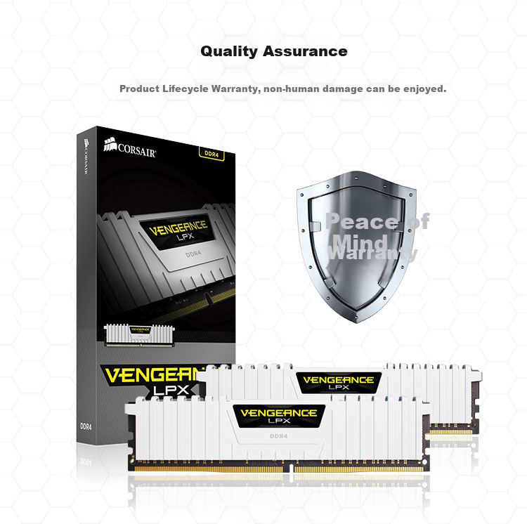 USCORSAIR 32GB (16G×2) Kit, DDR4 3600 Desktop Memory Module, Vengeance LPX Gaming RAM, White, C18 5