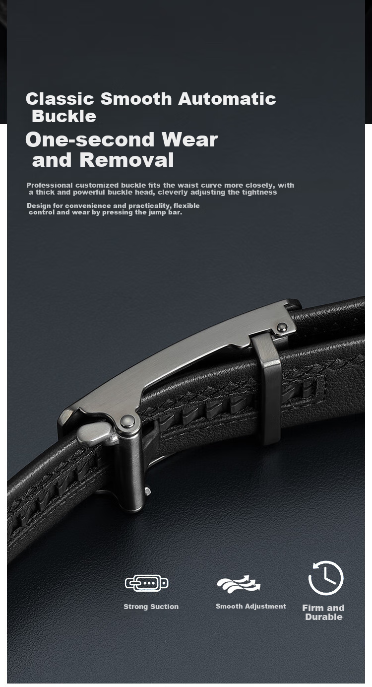 Goldlion Stainless Steel Automatic Buckle Belt for Men, Business Trouser Belt with Red Wood Gift Box, Birthday Gift 3