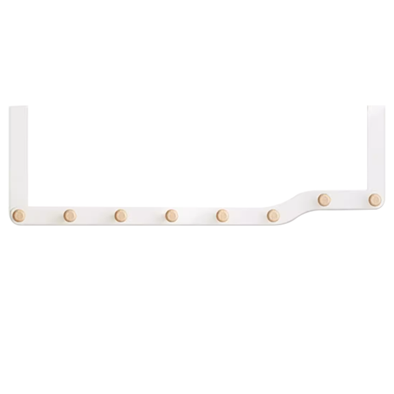 Jingcai Coat Rack, Over-The Clothes Hanger, Door Hook, No Drilling Required, Coat Hooks, 8 Hooks, White