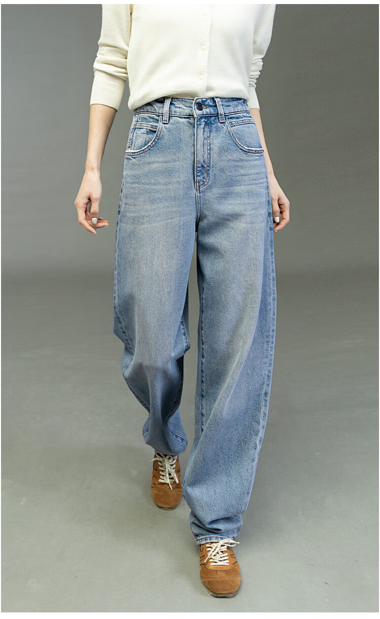 Dme [Jinjiang Luobo Pants] Spring 2025 New Vintage Gradient Washed Blue High-Waisted Slimming Harem Pants for Wome 1