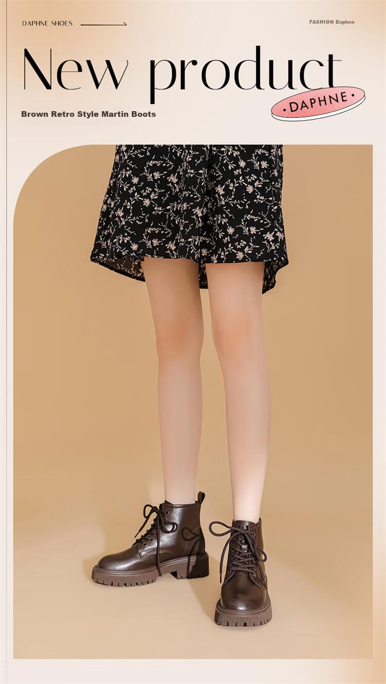 Daphne Brown Martin Boots Women 2023 Autumn Winter Short Boots British Style Ankle Boots Black Size 36 1