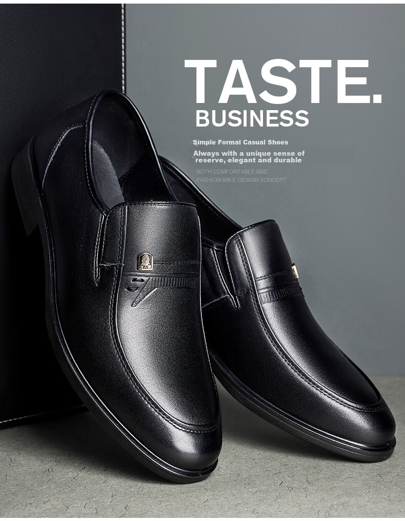 LAORENTOU Men's Leather Shoes, Business Casual Low-Top Slip-On Shoes, Fashionable Dad Shoes, British Driving Shoes A20137 Black Size 38 2