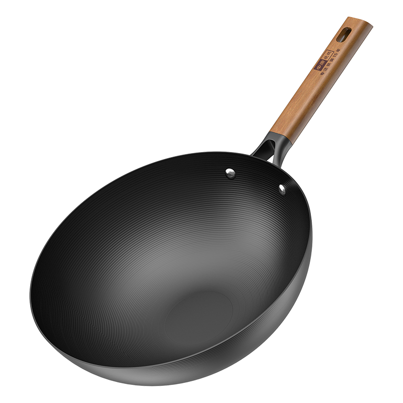 Zhongkang Iron Wok, Non-Stick Pan Classic Model, Deep Nitrogen Extreme Iron Pan, Round Bottom Pure Iron, No Coating, Rust-Resistant, Suitable for Open Flame And Gas Stoves, 32cm