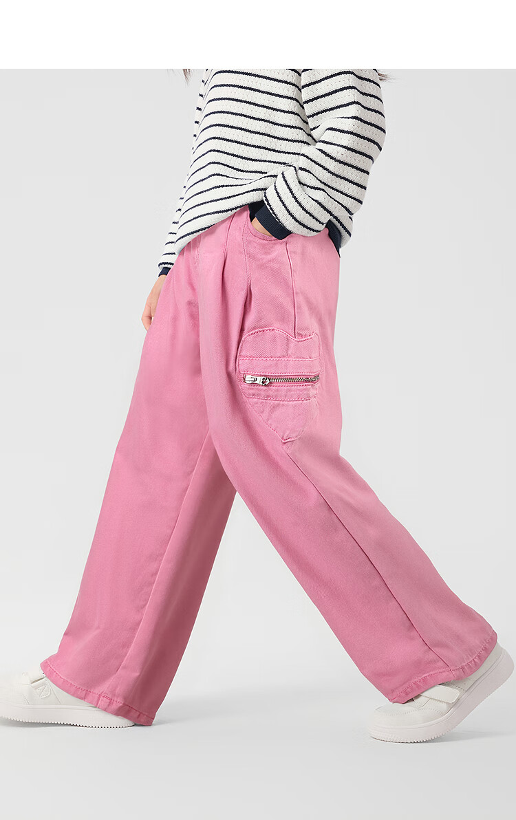 BALABALA Girls' Pants, Children's Jeans, 2025 Spring Style, Heart Pocket Design, Straight-Leg Trousers, 208125108003 9
