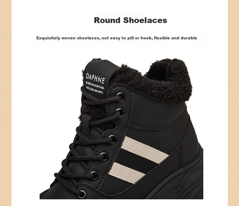 DAPHNE Snow Boots for Women, Thick-Soled Northeast Cotton Shoes, Fleece-Lined Warm Casual Slimming High-Top Dad Sneakers Women's Shoes, Khaki Color, Size 35 7