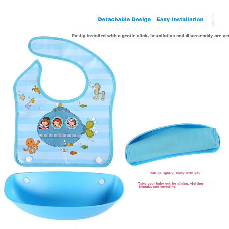 9I9 Baby Eating Bib, Infant Child Bib, Waterproof, Detachable, Adjustable, 2-Pack