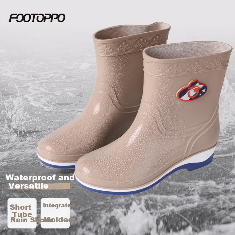 FOOTOPPO Women's Rain Boots, Water Shoes, Rubber Boots, Mid-Calf Adult Rain Boots, High-Top Overshoes, Waterproof Tall Rain Boots for Ladies