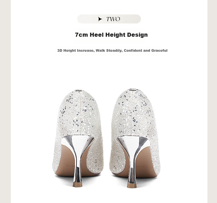 DAPHNE Minimalist Versatile Pointed High Heels Women's French Style Elegant Comfortable Bridal Wedding Shoes Silver Size 35 18