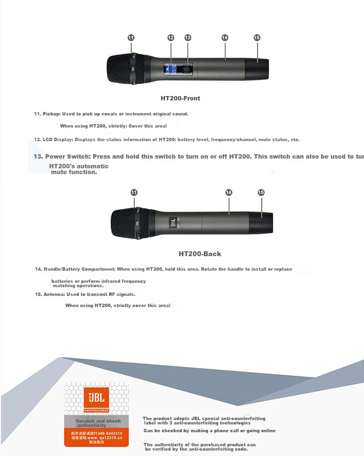 JBL VM200 Wireless Microphone System, Professional Teaching And Performance Microphones, Stage Host KTV Home Karaoke Receiver, Handheld 8
