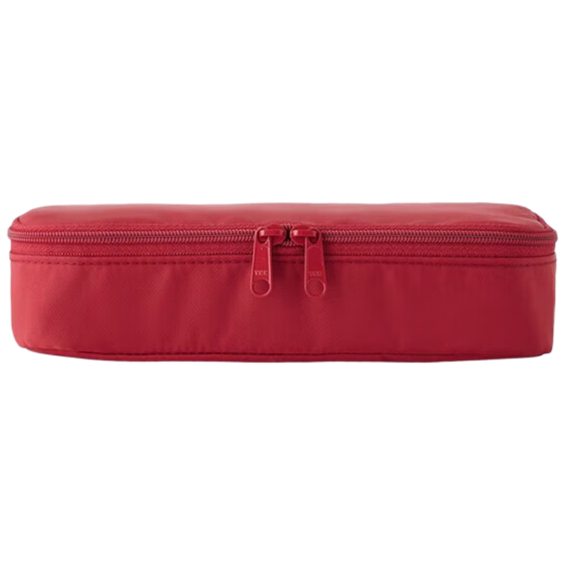 MUJI Nylon Pencil Case, Stationery Box, Simple 3D Pencil Case, Large Capacity, Red, 19×８×4.5cm