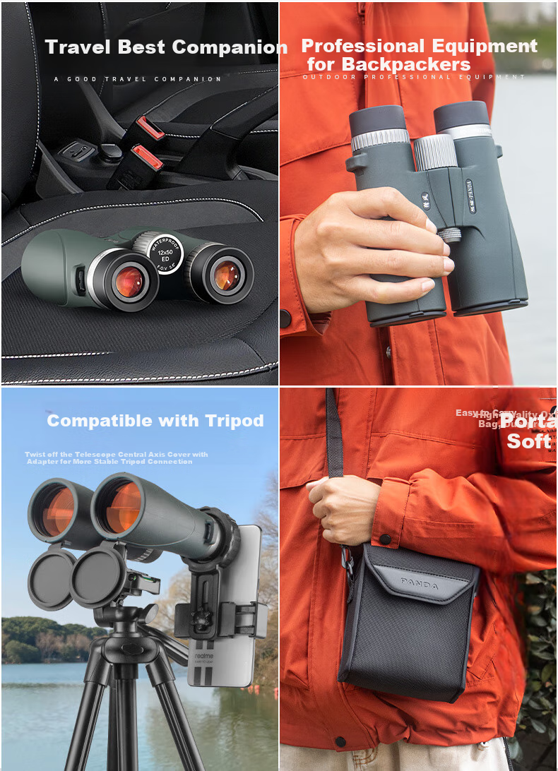 Panda Binoculars, High Magnification, High Definition, Professional Grade, Low Light Night Vision, Nitrogen-Filled, Waterproof, Military Bee-Hunting, Feng 10×50ED 31