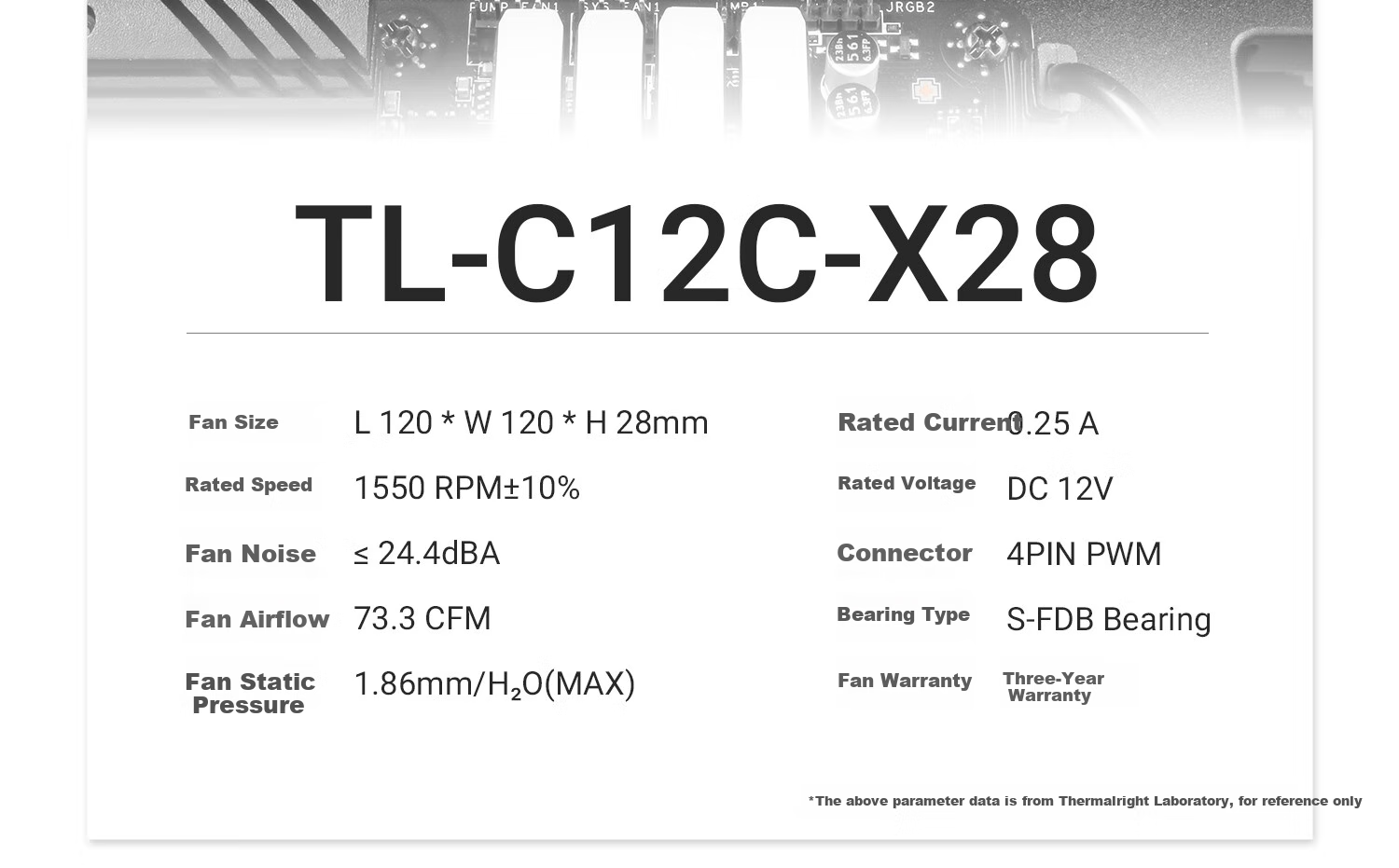 Thermalright TL-C12CW White 28MM Balanced Performance ARGB Light Fan with RGB Sync Support, 4PIN PWM, 1550 RPM 12