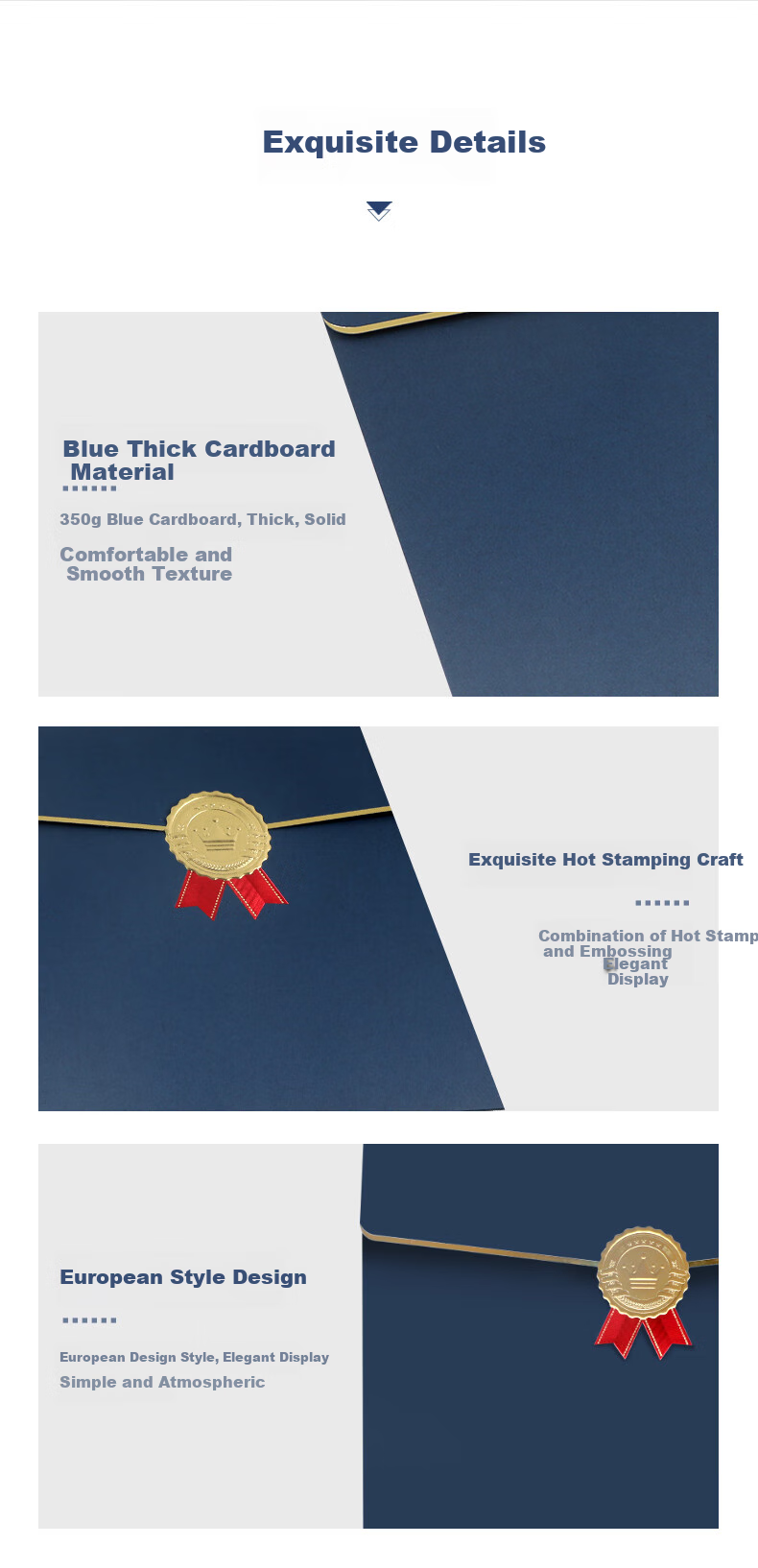 Befon A4 Blank Honor Certificate Cover, Award Paper, Appointment Letter, Training Certificate, Graduation Certificate, Award Presentation, Tri-Fold Vertical Style with 6 Printable Inner Pages, Blue 0580, 5 Books 1