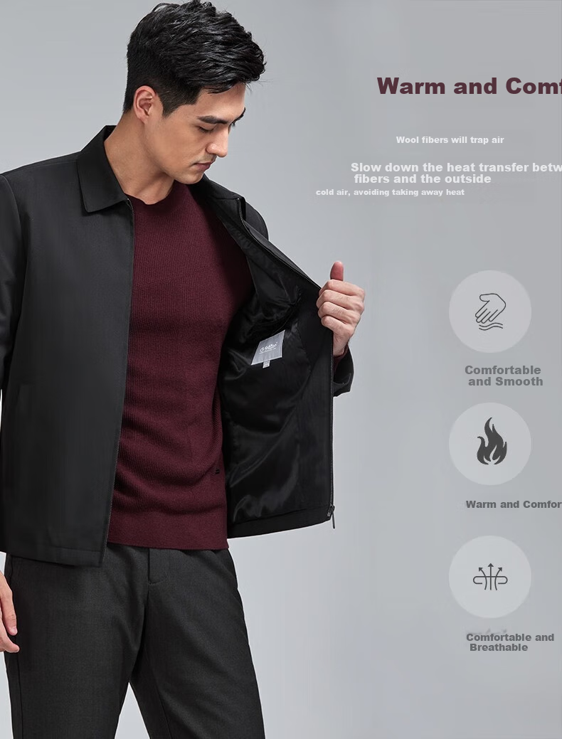 Goldlion [Leader Jacket] Autumn Winter Men's Machine Washable Wool Stand Collar Easy Care Business Coat Navy Blue M00 3