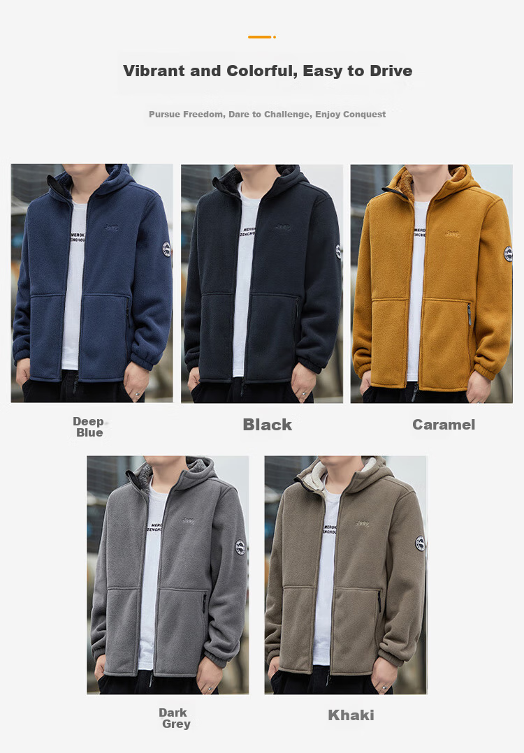 JEEP Men's Fleece-Lined Thick Warm Cardigan Jacket, Loose-Fitting Men's Clothing, Navy Blue, Size M 2